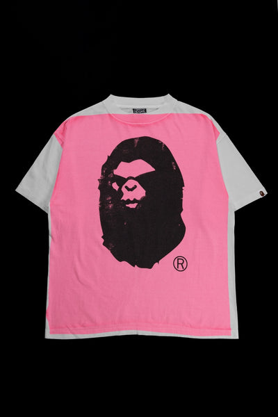 SAINT Mxxxxxx x A BATHING APE ® SS TEE / HAND PRINT (WHITE+PINK)