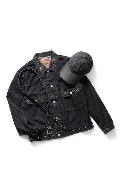 Load image into Gallery viewer, FULLCOUNT × HTC Type-2  Super Smooth Jean Jacket On Studs by Zip Stevenson (BLACK)