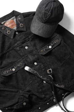 Load image into Gallery viewer, FULLCOUNT × HTC Type-2  Super Smooth Jean Jacket On Studs by Zip Stevenson (BLACK)