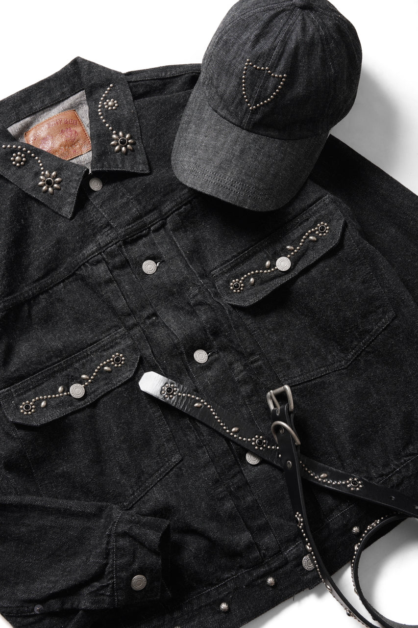 Load image into Gallery viewer, FULLCOUNT × HTC Type-2  Super Smooth Jean Jacket On Studs by Zip Stevenson (BLACK)