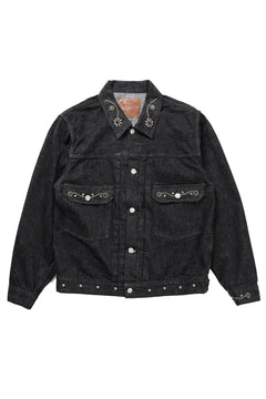 Load image into Gallery viewer, FULLCOUNT × HTC Type-2  Super Smooth Jean Jacket On Studs by Zip Stevenson (BLACK)
