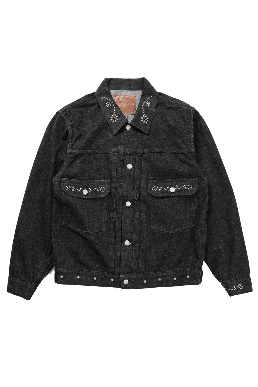 Load image into Gallery viewer, FULLCOUNT × HTC Type-2  Super Smooth Jean Jacket On Studs by Zip Stevenson (BLACK)