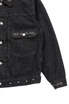 Load image into Gallery viewer, FULLCOUNT × HTC Type-2  Super Smooth Jean Jacket On Studs by Zip Stevenson (BLACK)