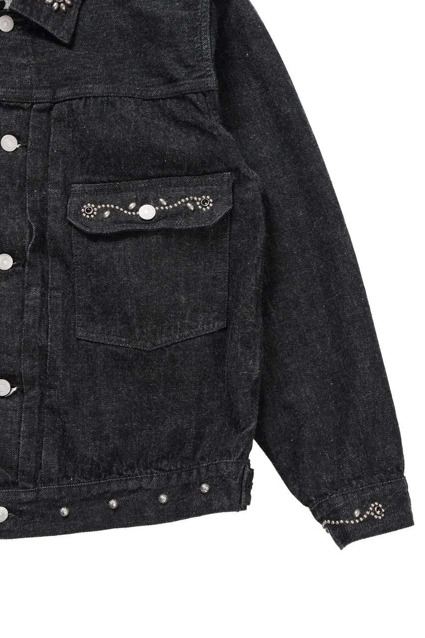Load image into Gallery viewer, FULLCOUNT × HTC Type-2  Super Smooth Jean Jacket On Studs by Zip Stevenson (BLACK)