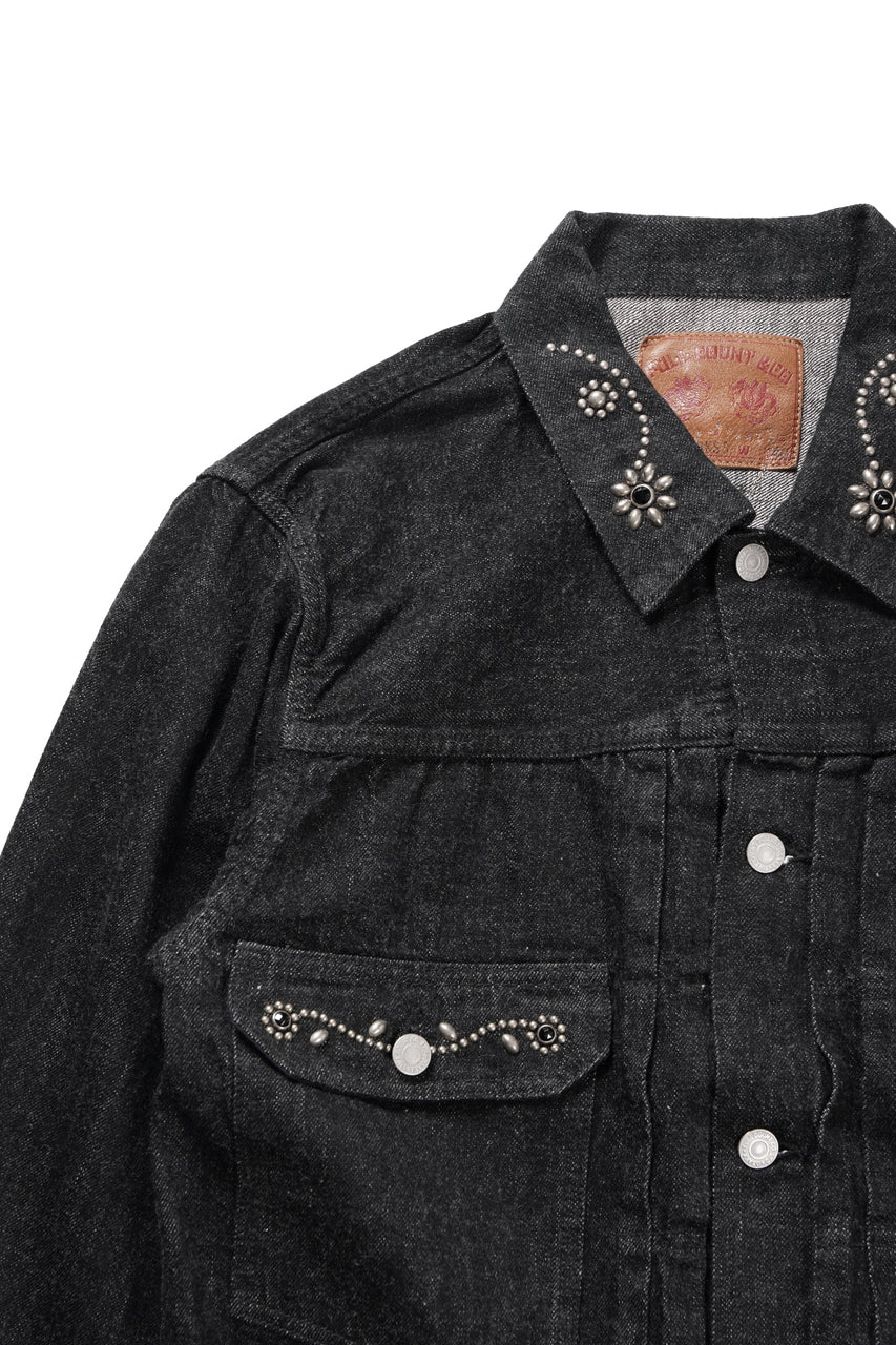 Load image into Gallery viewer, FULLCOUNT × HTC Type-2  Super Smooth Jean Jacket On Studs by Zip Stevenson (BLACK)