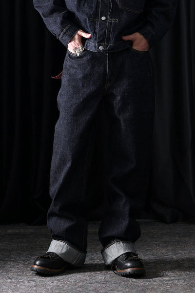 FULLCOUNT 0107W MONROE Wide Straight Jeans / 13.7oz Zimbabwe Selvedge Denim (INDIGO BLUE / ONE WASHED)