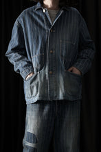 Load image into Gallery viewer, FULLCOUNT WABASH CHOREJACKET / INDIGO DYED DRILL with WASH STAR STRIPE (INDIGO / HAND WASHED)