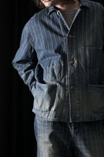 Load image into Gallery viewer, FULLCOUNT WABASH CHOREJACKET / INDIGO DYED DRILL with WASH STAR STRIPE (INDIGO / HAND WASHED)