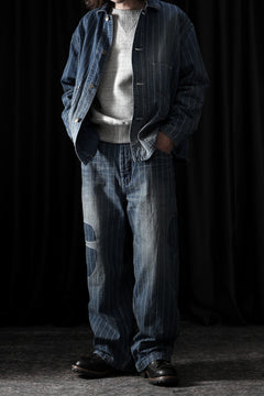 Load image into Gallery viewer, FULLCOUNT WABASH CHOREJACKET / INDIGO DYED DRILL with WASH STAR STRIPE (INDIGO / HAND WASHED)