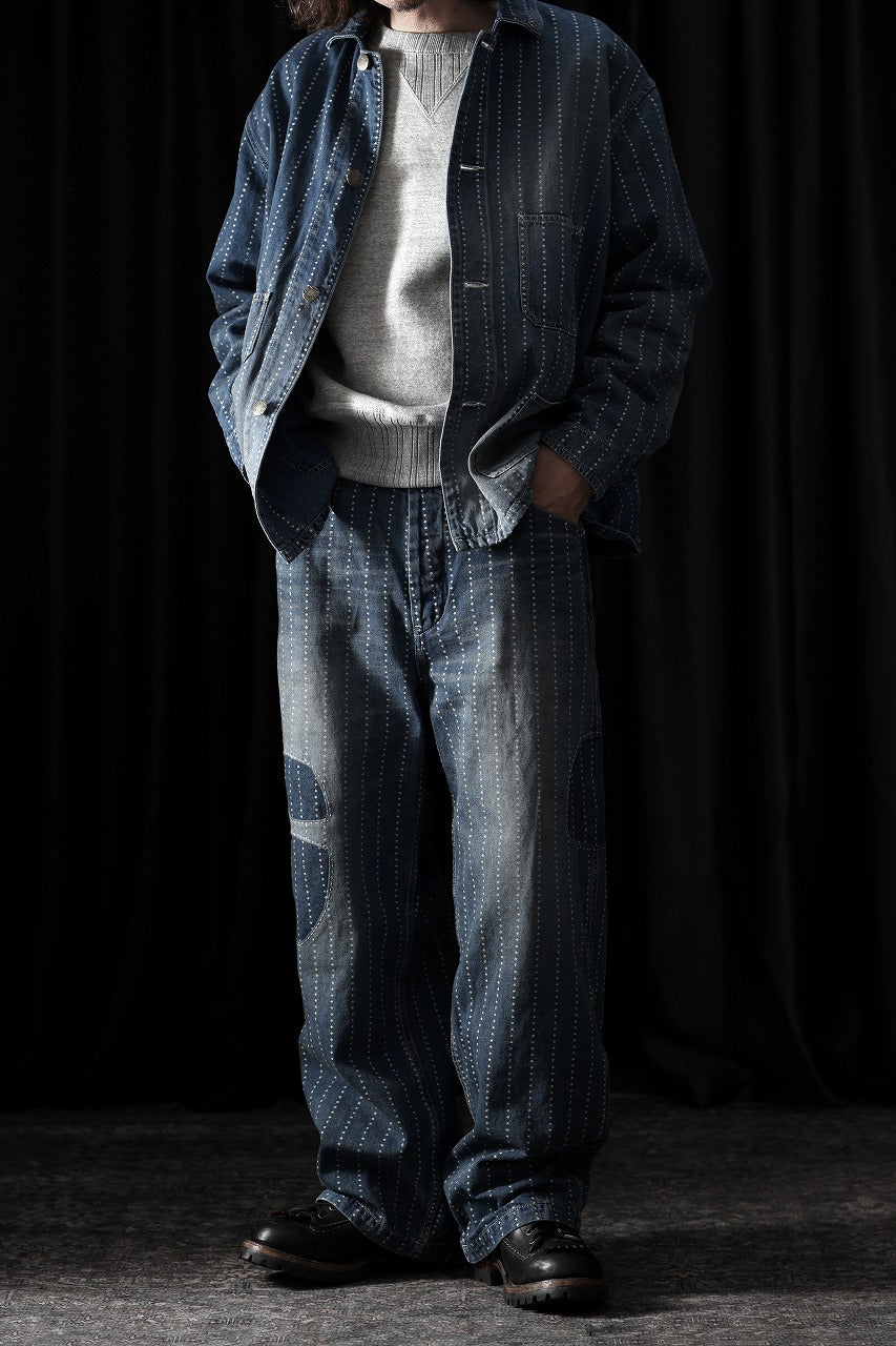 Load image into Gallery viewer, FULLCOUNT WABASH CHOREJACKET / INDIGO DYED DRILL with WASH STAR STRIPE (INDIGO / HAND WASHED)