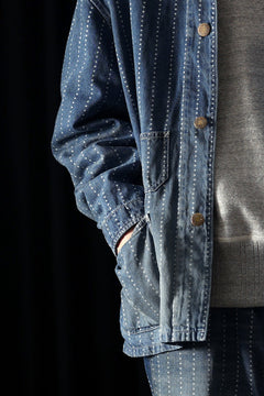 Load image into Gallery viewer, FULLCOUNT WABASH CHOREJACKET / INDIGO DYED DRILL with WASH STAR STRIPE (INDIGO / HAND WASHED)