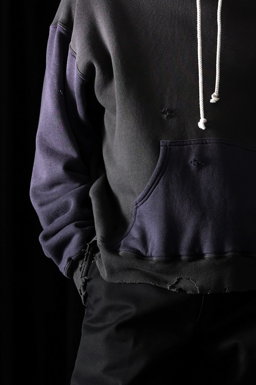 Load image into Gallery viewer, FULLCOUNT FADING DOUBLE FACE SWEAT HOODIE (EGG PLANT x BLACK)
