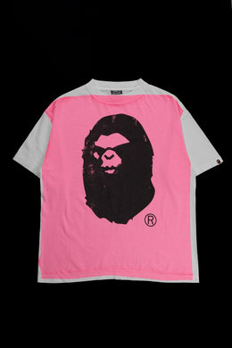 SAINT Mxxxxxx × A BATHING APE® SS TEE / HAND PRINT (WHITE+PINK)