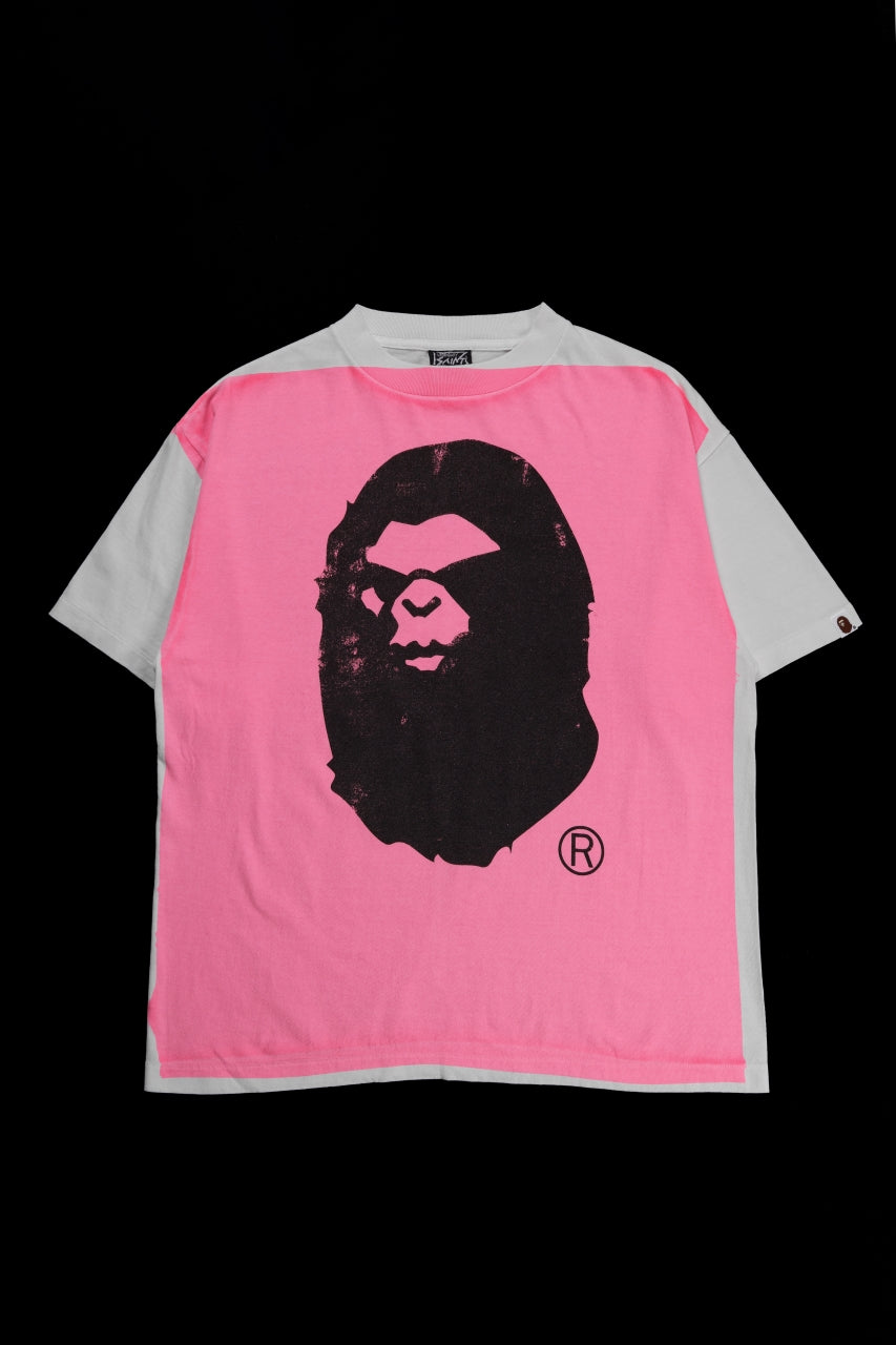 SAINT Mxxxxxx × A BATHING APE® SS TEE / HAND PRINT (WHITE+PINK)