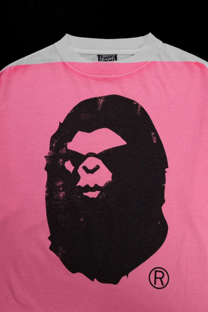 SAINT Mxxxxxx × A BATHING APE® SS TEE / HAND PRINT (WHITE+PINK)