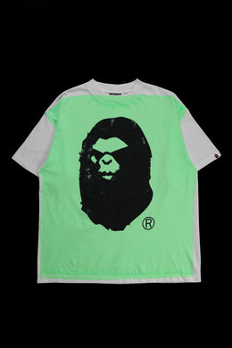 SAINT Mxxxxxx × A BATHING APE® SS TEE / HAND PRINT (WHITE+GREEN)