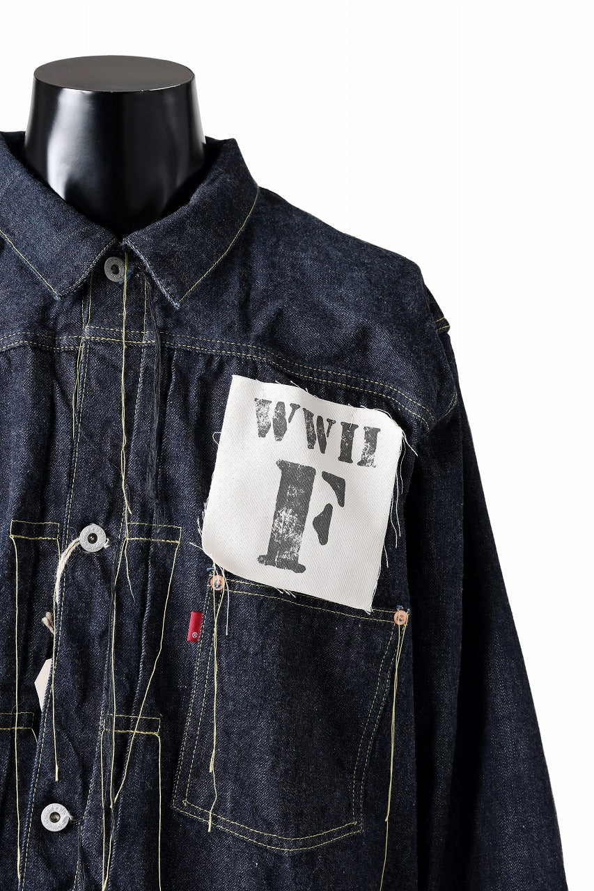 画像をギャラリービューアに読み込む, FULLCOUNT WWⅡ model Brown Cotton Denim Jacket / 13.7oz Zimbabwe Selvedge Denim (INDIGO BLUE / ONE WASHED)
