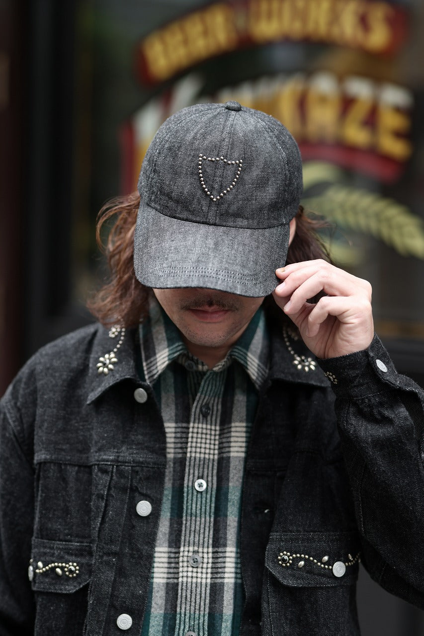 Load image into Gallery viewer, FULLCOUNT × HTC Black Denim Cap On Studs by Zip Stevenson (BLACK)
