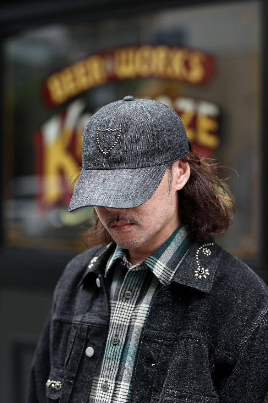 Load image into Gallery viewer, FULLCOUNT × HTC Black Denim Cap On Studs by Zip Stevenson (BLACK)