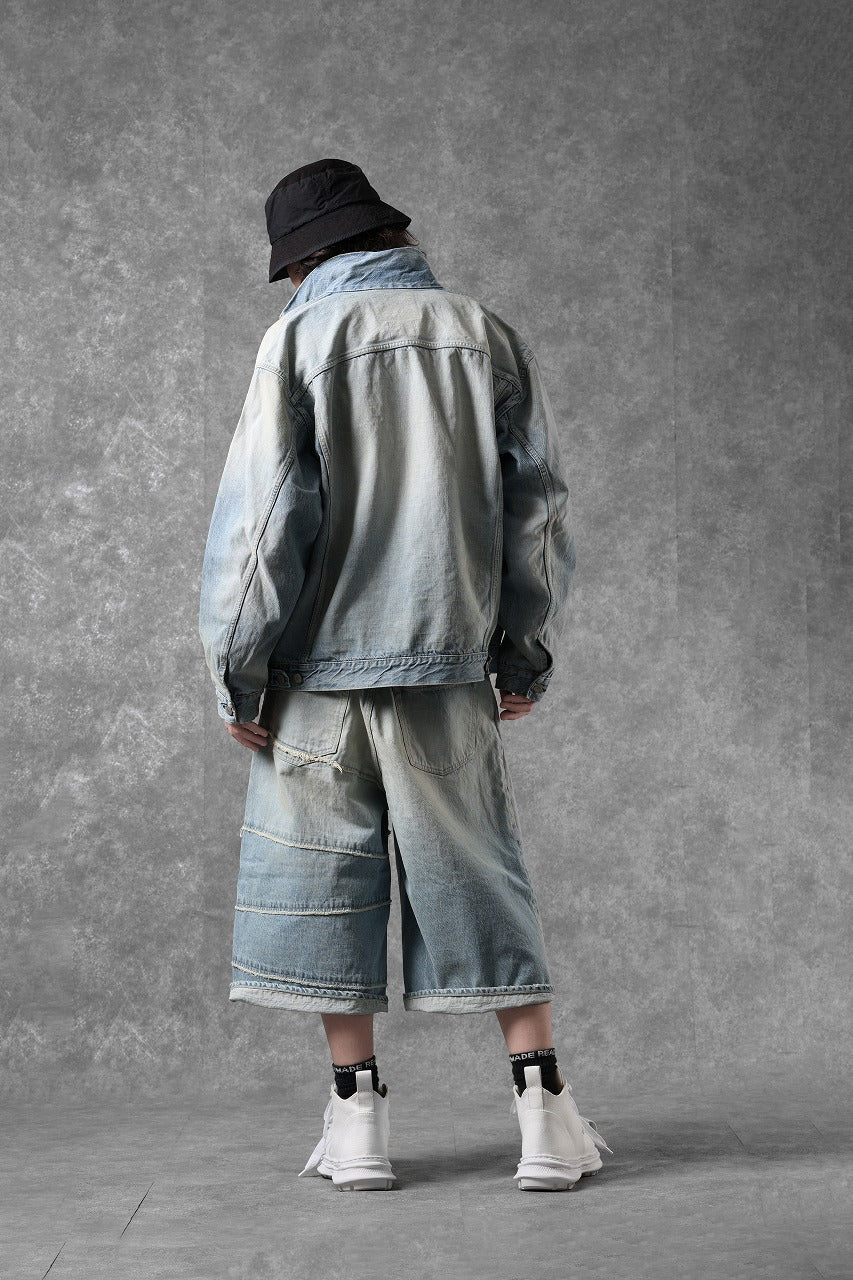 画像をギャラリービューアに読み込む, FULLCOUNT x KAMIYA Switching Denim Wide Bermuda Pants / 13.7oz Original Selvedge Denim (INDIGO BLUE)