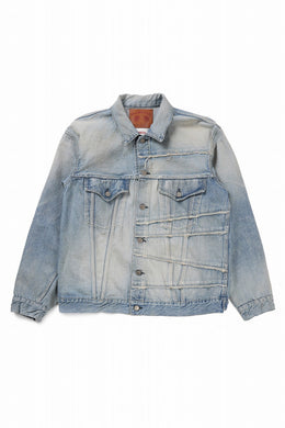 FULLCOUNT x KAMIYA Switching Denim Jacket / 13.7oz Original Selvedge Denim (INDIGO BLUE)