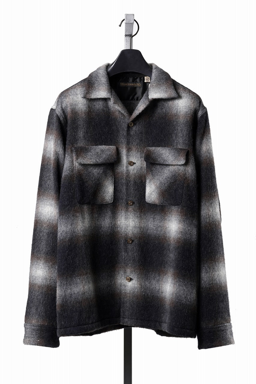 画像をギャラリービューアに読み込む, FULLCOUNT OPEN COLLAR SHIRT / SHAGGY OMBRE CHECK (BLACK)