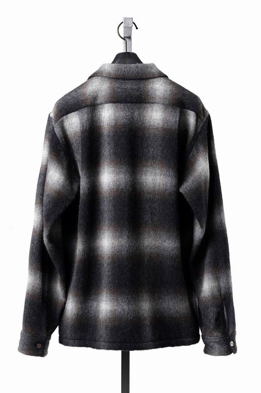 画像をギャラリービューアに読み込む, FULLCOUNT OPEN COLLAR SHIRT / SHAGGY OMBRE CHECK (BLACK)