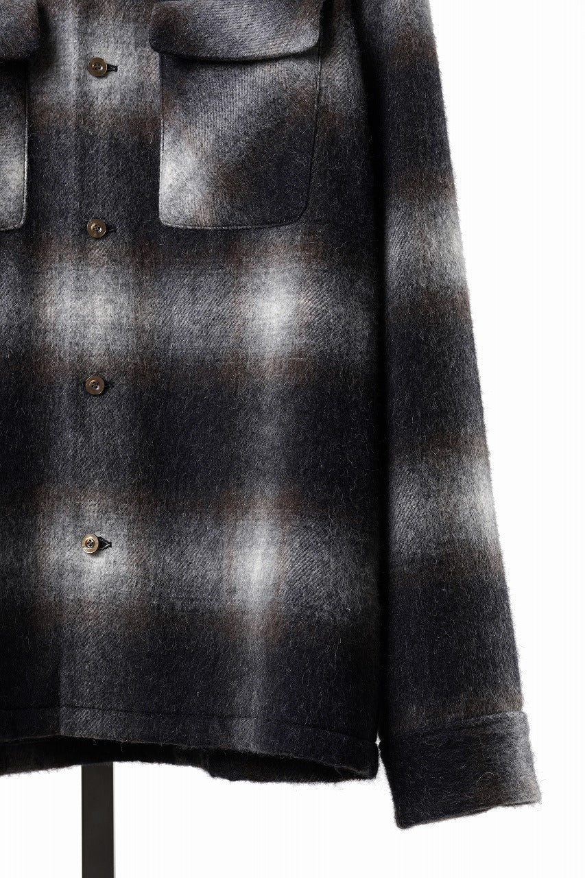画像をギャラリービューアに読み込む, FULLCOUNT OPEN COLLAR SHIRT / SHAGGY OMBRE CHECK (BLACK)