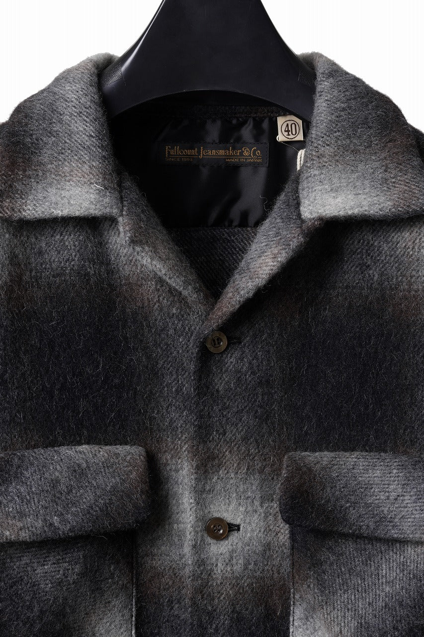 画像をギャラリービューアに読み込む, FULLCOUNT OPEN COLLAR SHIRT / SHAGGY OMBRE CHECK (BLACK)