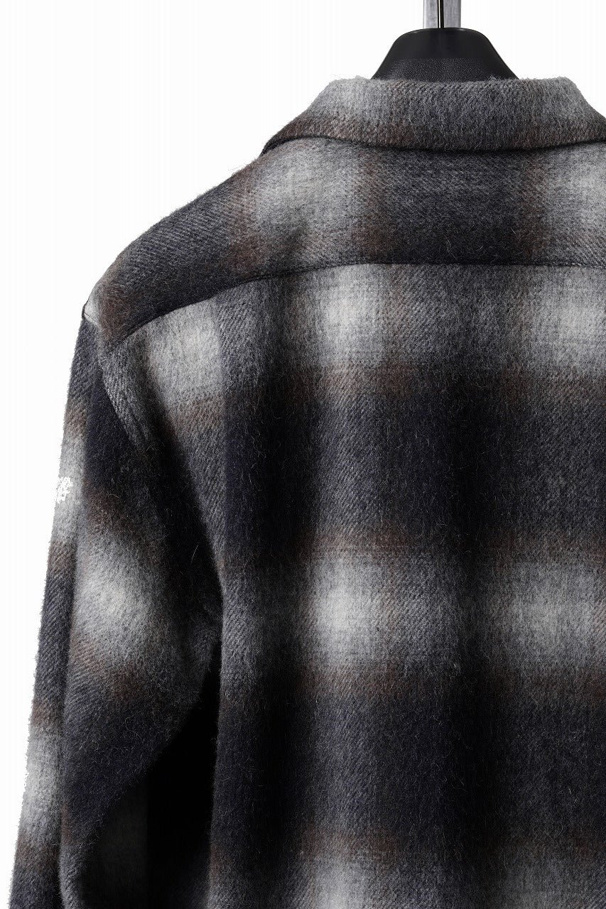 画像をギャラリービューアに読み込む, FULLCOUNT OPEN COLLAR SHIRT / SHAGGY OMBRE CHECK (BLACK)