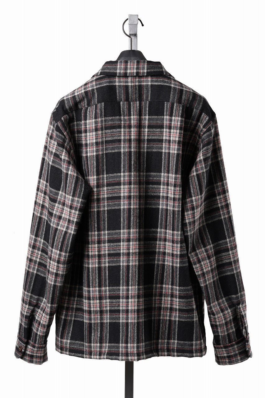 画像をギャラリービューアに読み込む, FULLCOUNT OPEN COLLAR SHIRT / WOOL TWILL TARTAN CHECK (BLACK)