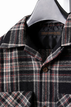 画像をギャラリービューアに読み込む, FULLCOUNT OPEN COLLAR SHIRT / WOOL TWILL TARTAN CHECK (BLACK)