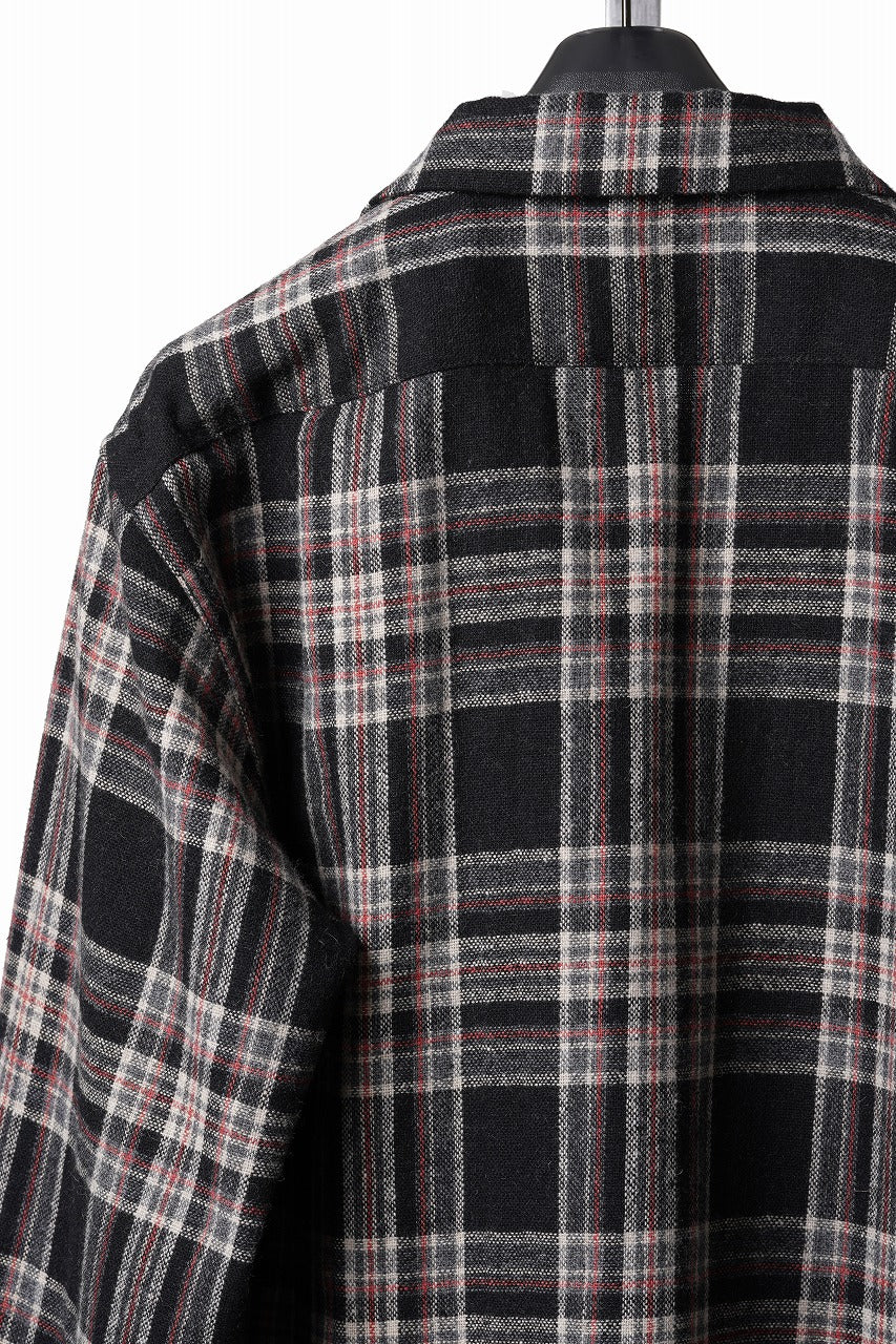 画像をギャラリービューアに読み込む, FULLCOUNT OPEN COLLAR SHIRT / WOOL TWILL TARTAN CHECK (BLACK)