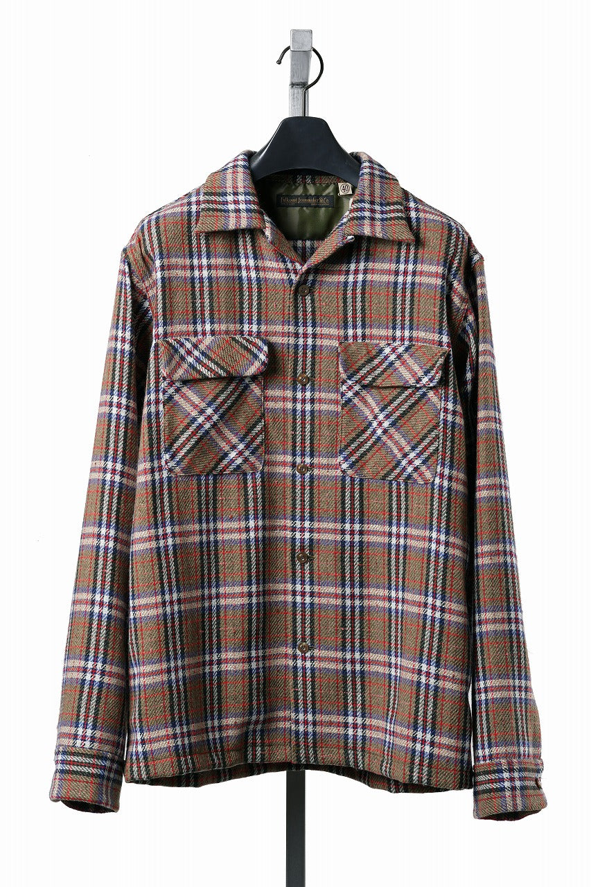 画像をギャラリービューアに読み込む, FULLCOUNT OPEN COLLAR SHIRT / WOOL TWILL TARTAN CHECK (KHAKI)