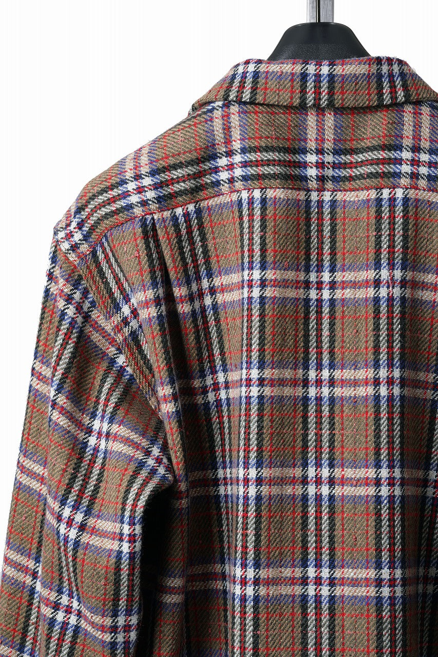 画像をギャラリービューアに読み込む, FULLCOUNT OPEN COLLAR SHIRT / WOOL TWILL TARTAN CHECK (KHAKI)