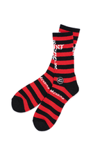 Load image into Gallery viewer, SAINT Mxxxxxx SOCKS / BORDER (BLACK + RED)