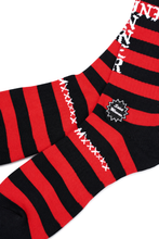 Load image into Gallery viewer, SAINT Mxxxxxx SOCKS / BORDER (BLACK + RED)