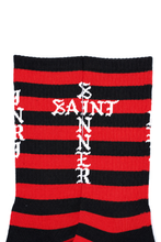 Load image into Gallery viewer, SAINT Mxxxxxx SOCKS / BORDER (BLACK + RED)