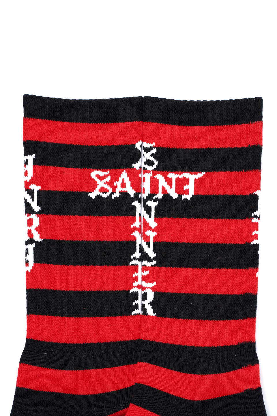 Load image into Gallery viewer, SAINT Mxxxxxx SOCKS / BORDER (BLACK + RED)