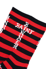 Load image into Gallery viewer, SAINT Mxxxxxx SOCKS / BORDER (BLACK + RED)