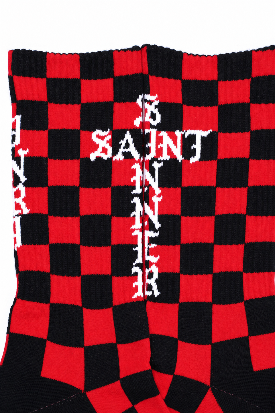 Load image into Gallery viewer, SAINT Mxxxxxx SOCKS / CHECK (BLACK + RED)