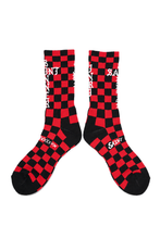 Load image into Gallery viewer, SAINT Mxxxxxx SOCKS / CHECK (BLACK + RED)