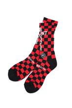 Load image into Gallery viewer, SAINT Mxxxxxx SOCKS / CHECK (BLACK + RED)