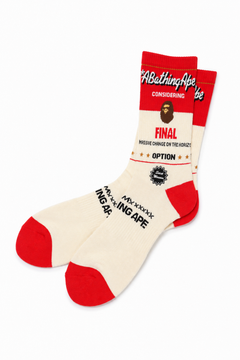 Load image into Gallery viewer, SAINT Mxxxxxx × A BATHING APE® BAPE SOCKS FINAL (ECRU+RED)