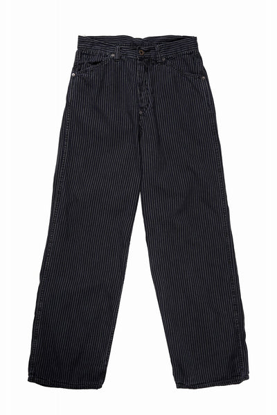 FULLCOUNT 1149 HICKOLY STRIPE BLACK WORK TROUSERS (CHARCOAL BLACK)