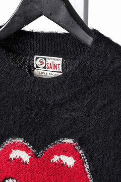 Load image into Gallery viewer, SAINT Mxxxxxx TRS CREW NECK KNIT / LIPS &amp; TONGUE (BLACK)