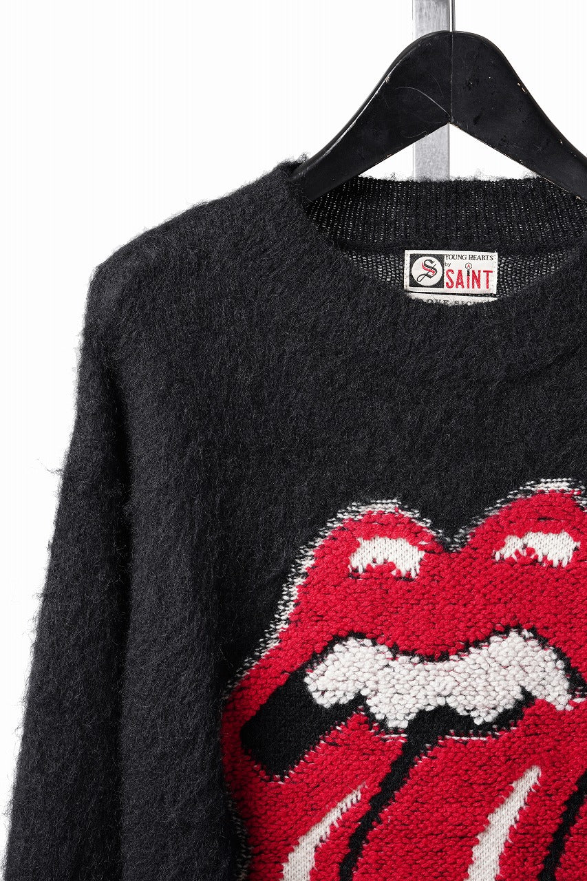 Load image into Gallery viewer, SAINT Mxxxxxx TRS CREW NECK KNIT / LIPS &amp; TONGUE (BLACK)