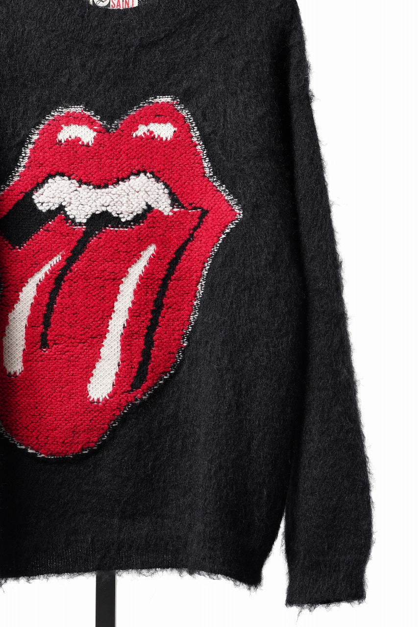 Load image into Gallery viewer, SAINT Mxxxxxx TRS CREW NECK KNIT / LIPS &amp; TONGUE (BLACK)