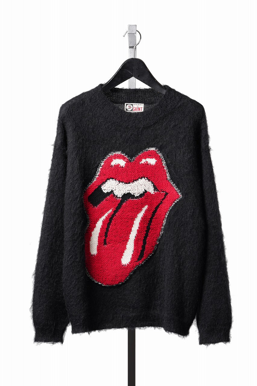 Load image into Gallery viewer, SAINT Mxxxxxx TRS CREW NECK KNIT / LIPS &amp; TONGUE (BLACK)