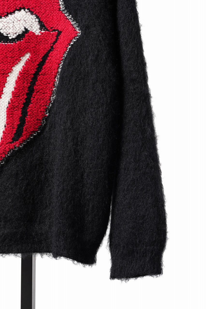 Load image into Gallery viewer, SAINT Mxxxxxx TRS CREW NECK KNIT / LIPS &amp; TONGUE (BLACK)
